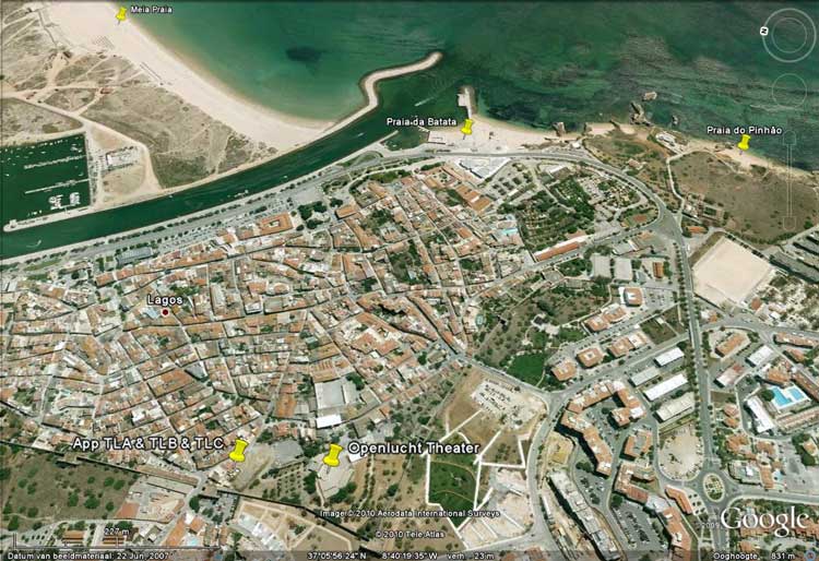 Appartement TLA Google Beeld van de ligging in Lagos, Algarve Portugal