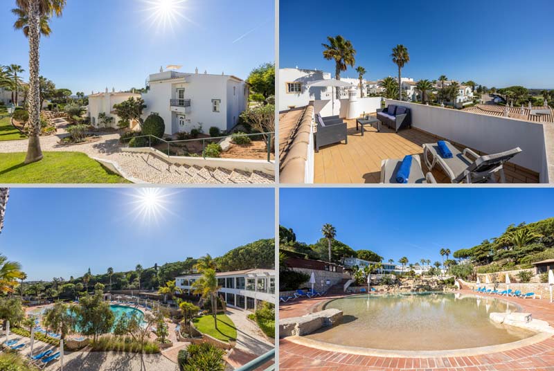 Casa MEE, Golfresort Santo Antonio Budens.Compositie Dakterras en gemeenschappeijke zwembaden, Algarve Portugal