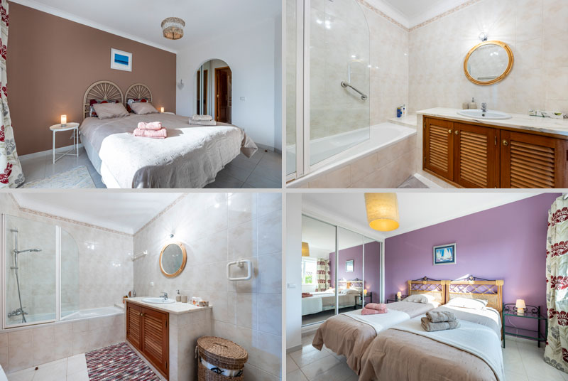Vakantiehuis Algarve Portugal Compositie Slaapkamers en Badkamers, Casa RSA Budens